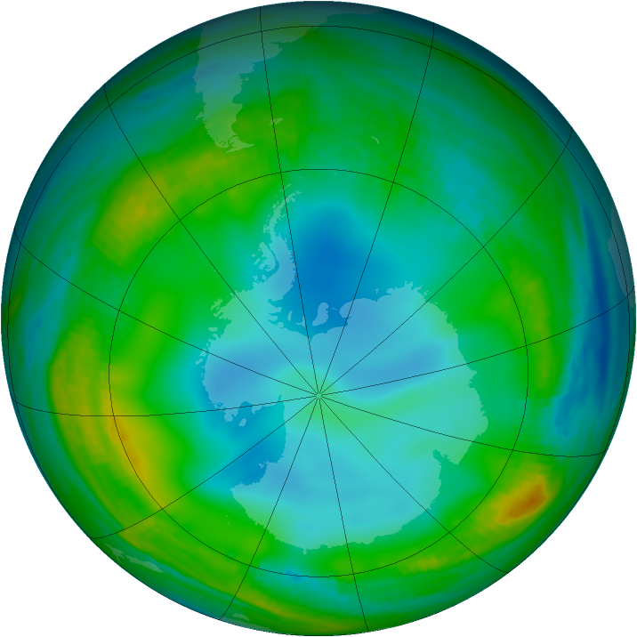 Antarctic ozone map for 17 June 1989
